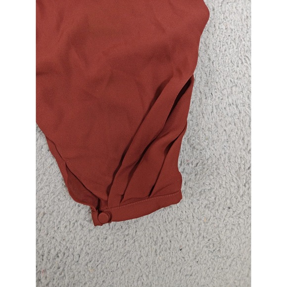 Ann Taylor Factory Shirt Womens Small Rust Drape Neck Long Sleeve Blouse 552128 - Picture 13 of 15